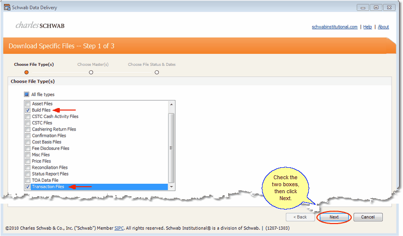 Schwab Screen 12: Choose The File Types For This Download