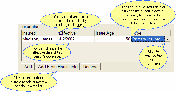 Adding or changing insureds or base coverage relationships.