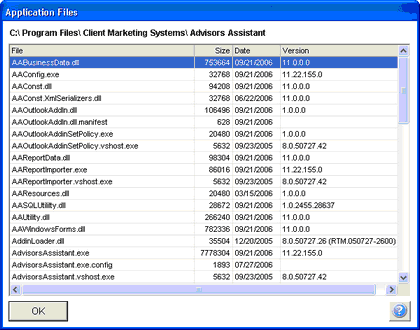 The Date And Version Of Program Files