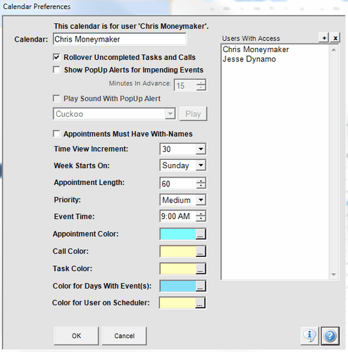 Individual Calendar Setup