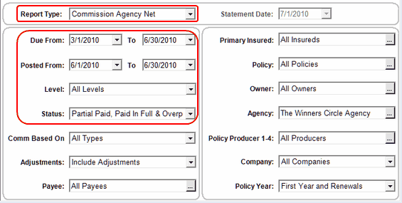 Sample Agency Net Filter