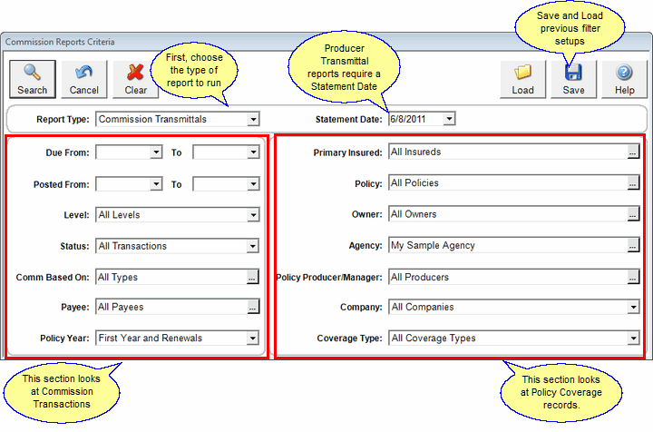 Typical Producer Transmittal Setup