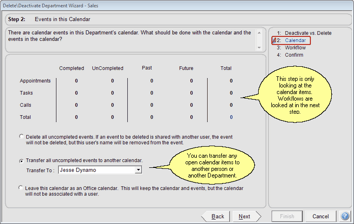 Department Delete Wizard Step 2