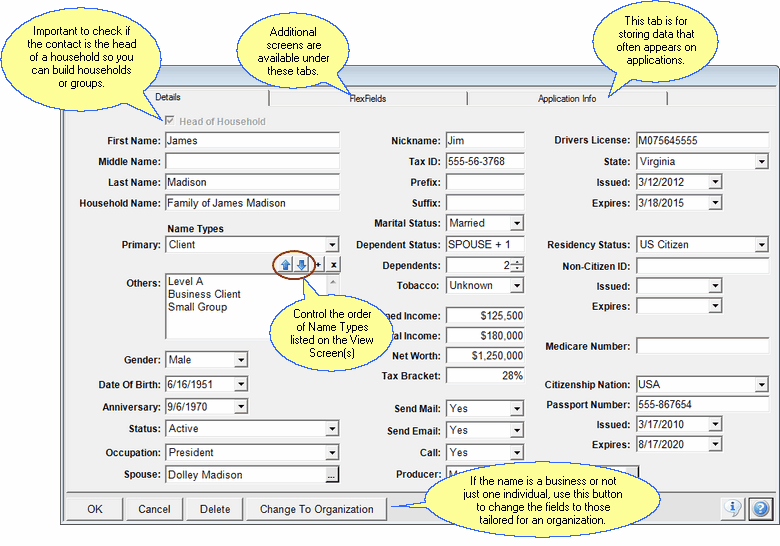 Edit Name Fields - Detail Tab