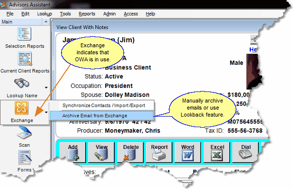 Exchange Sync Menu