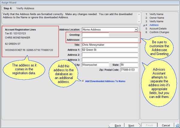 Assign Wizard Verify Address