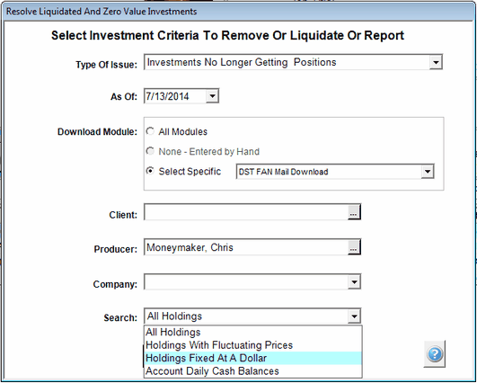 Liquidated Investment Filter Screen