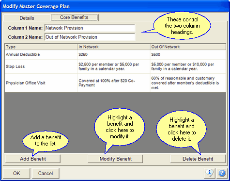 Entering Core Benefits