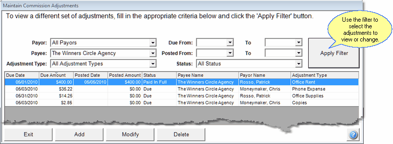 MaintainCommissionAdjustments