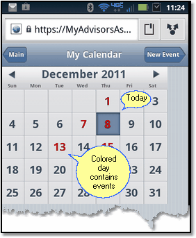 MY CALENDAR Click on the day to see events for that day.