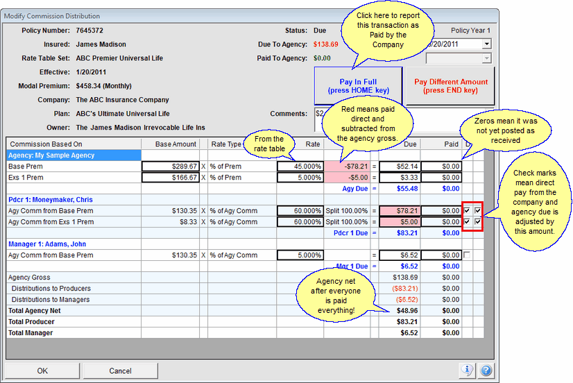 The Details Of A Single Commission Transaction Agent & Manager Paid Direct         