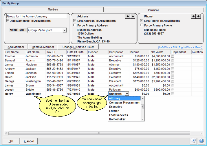 Adding or Modifying Members To A Group Or Household