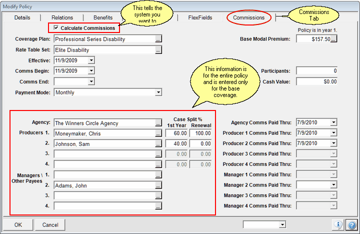 Commission Information For Base Coverage