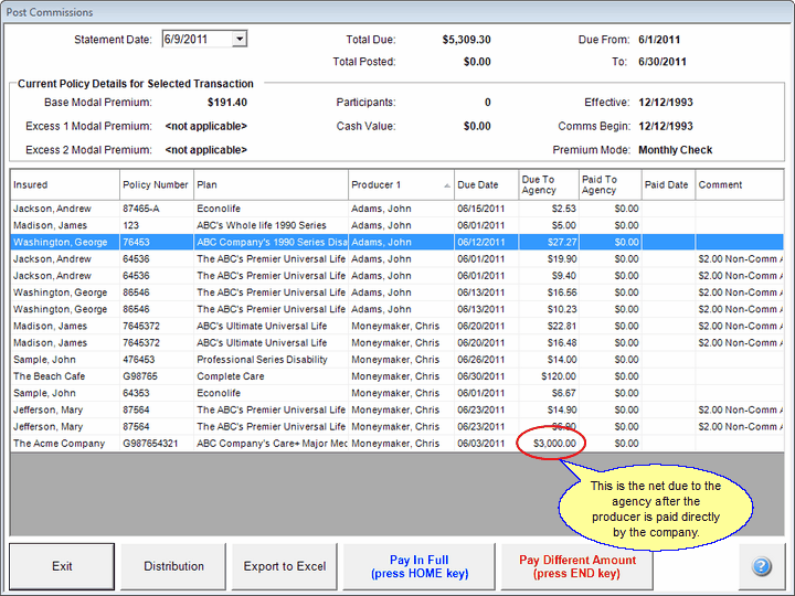 Posting The Net Due After Direct Payments