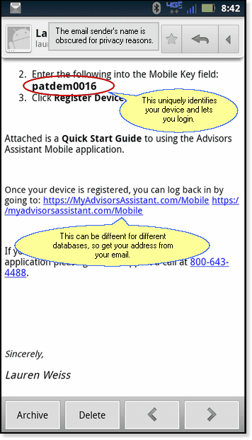 Registration Email With Mobile Key