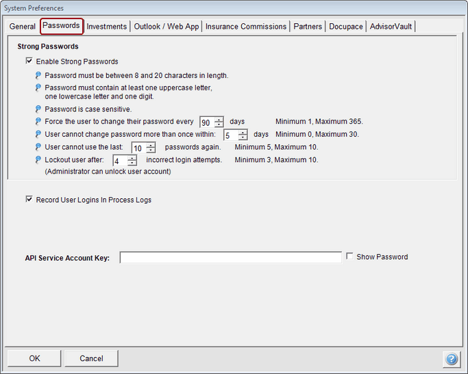 Passwords Tab Of System Preferences