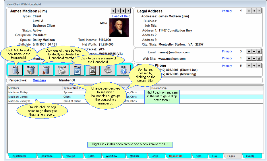 View Client With Household - Members Perspective