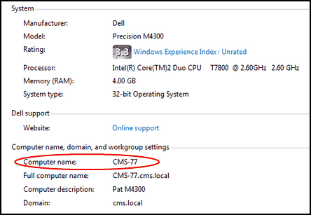 Computer Name Displayed By Vista