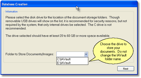 Choose the drive to store your documents