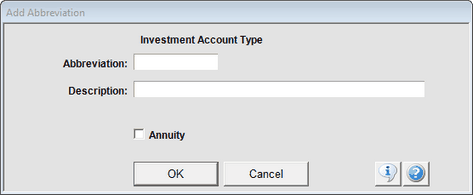 Add or Modify Investment Account Type