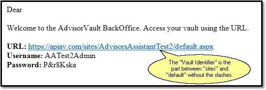 Typical Password Email sent from Advisor Products
