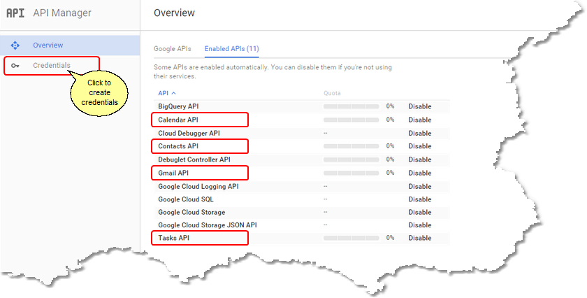 Screen 7: Look for your 4 APIs on the list.