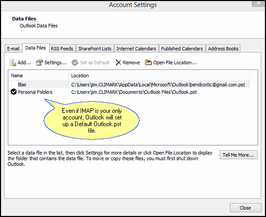You Will Always Have An Outlook.pst File As A Default