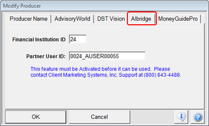 Setting up an advisor for Albridge Applink or Downloads
