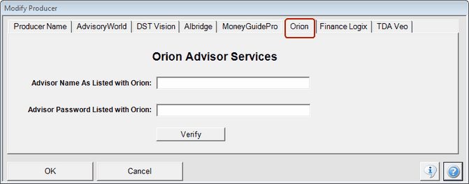 Orion Advisor Setup.  You Can Setup Multiple Advisors