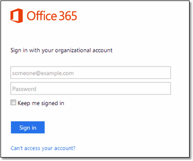 The Office 365 Sign In Screen