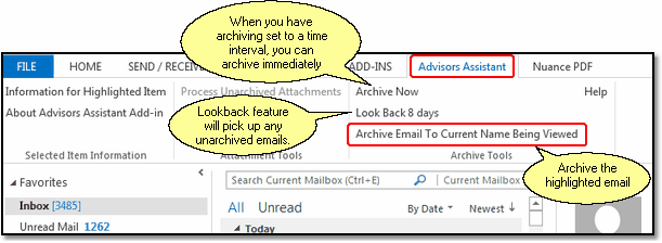 Outlook Ribbon With Advisors Assistant Tab