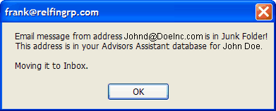 Click OK to continue archiving.