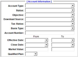 Investment Selection Screen Account Information Section