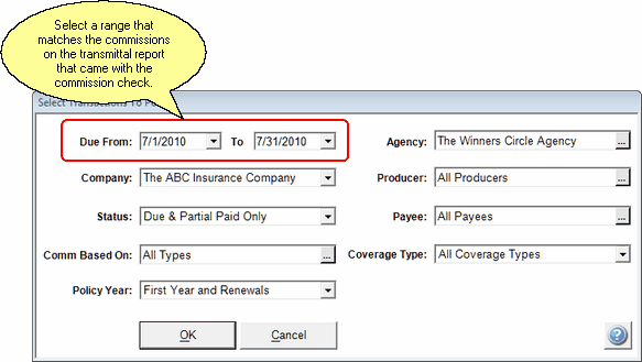 Determining Which Commissions Due To Display For Payment