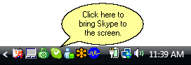 The green icon shows that Skype is running