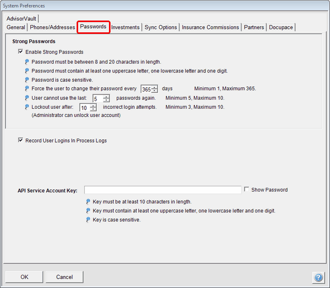 Passwords Tab Of System Preferences