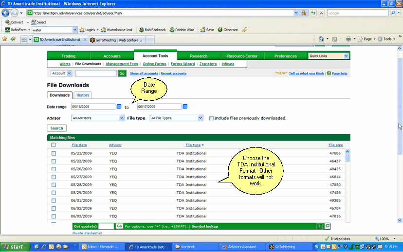 Screen 3: TD Ameritrade  Download Page