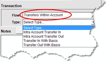 Transaction Types For Transfers Within The Same Account